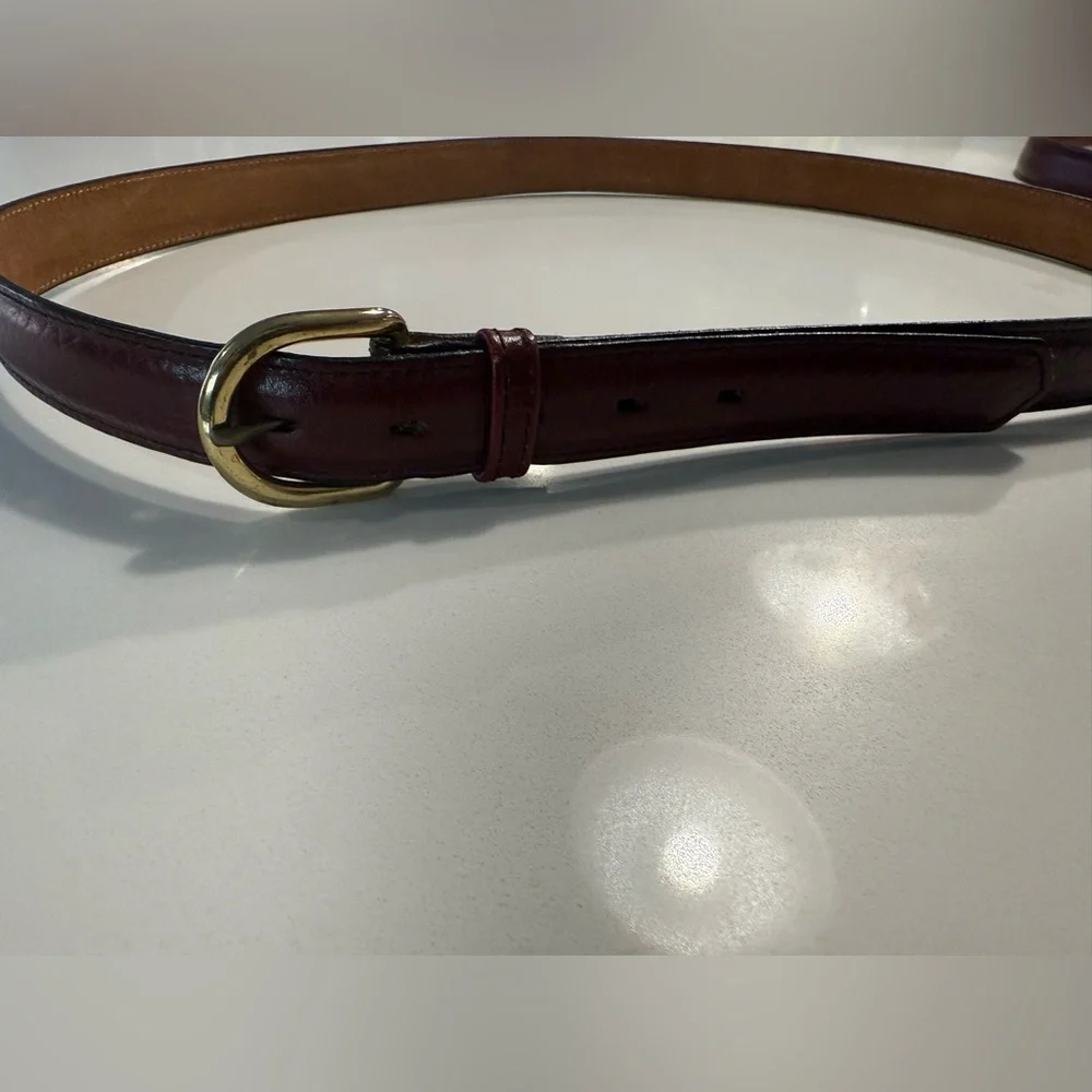 Bill Blass Men's Brown Leather Belt with‎ Gold Buckle Size 42